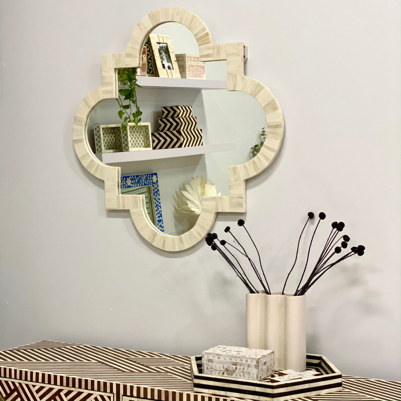 Antique Quatrefoil Wall Mirror