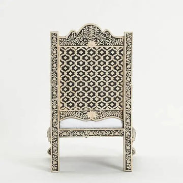 Anglo Indian Black White Bone Inlay Slipper Chair - Jodha Furniture