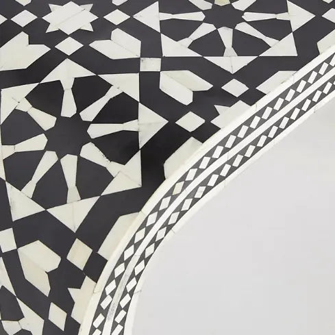 Arabesque Bone Inlay Waterfall Console in Black - Jodha Furniture