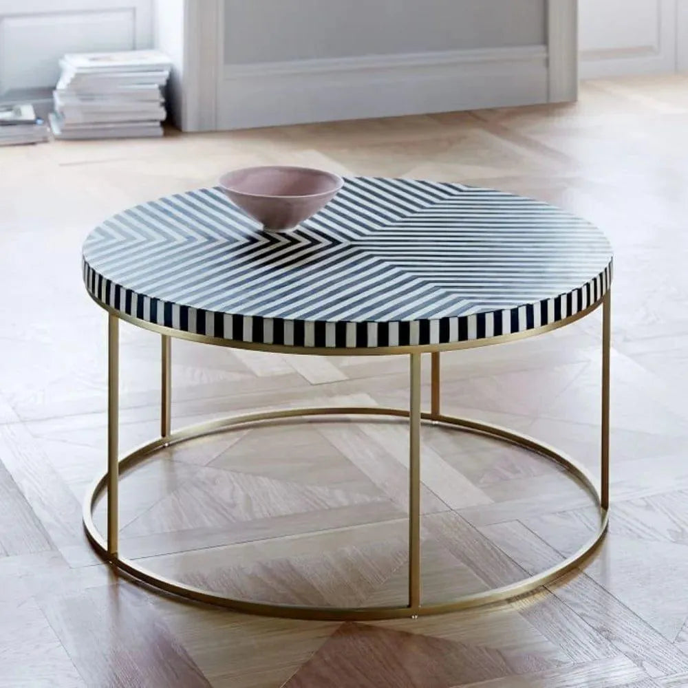 Aria Bone Inlay Metal Table - Jodha Furniture