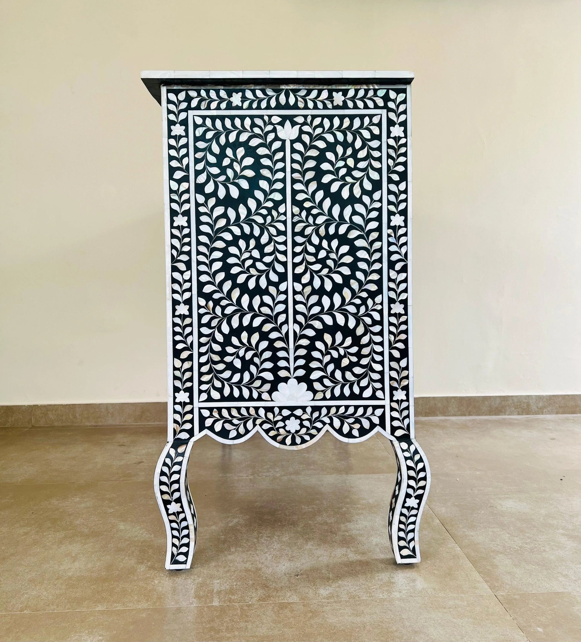Black Mother of Pearl Iconic French Chest of Drawer - Jodha Furniture