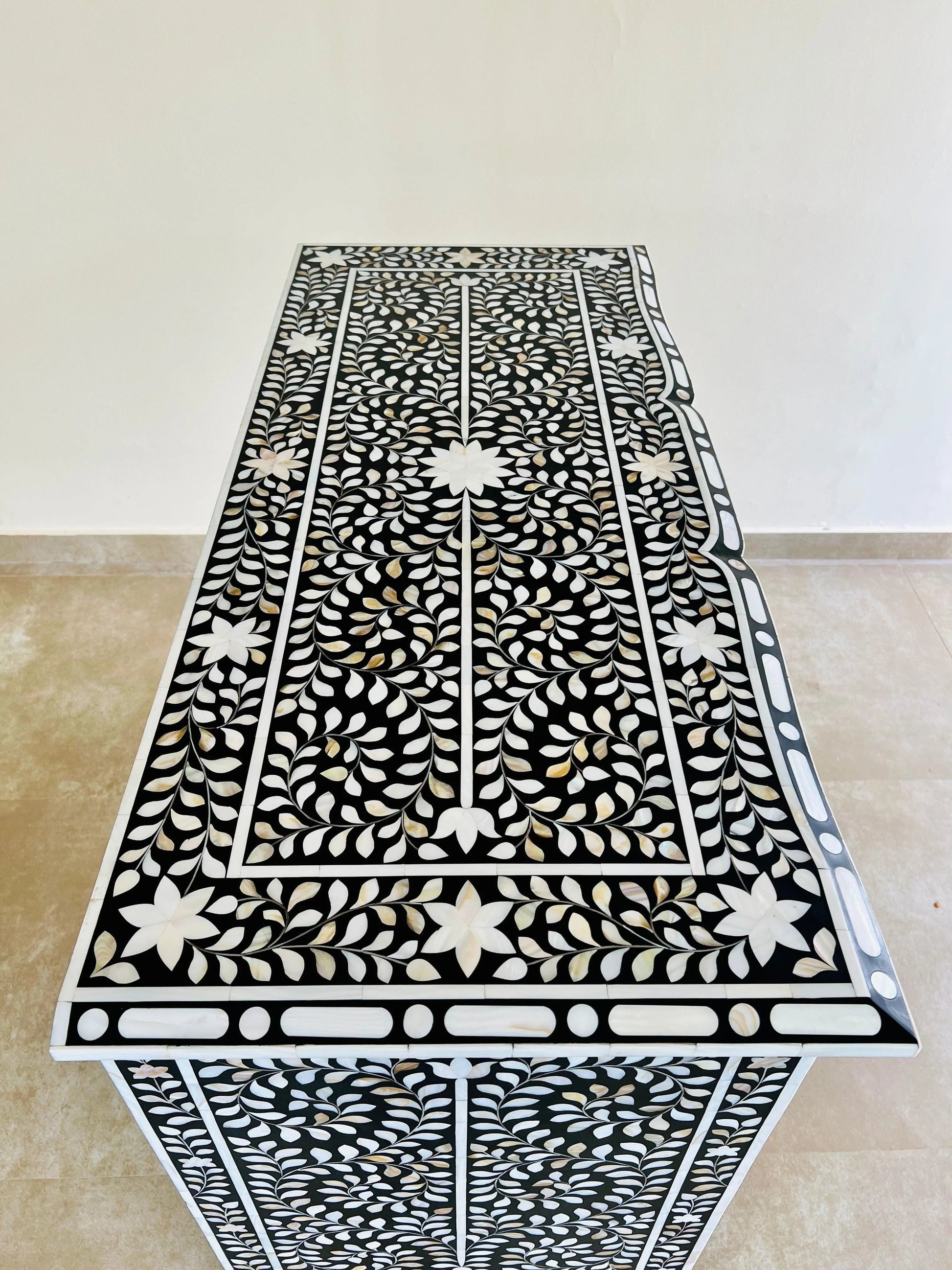 Black Mother of Pearl Iconic French Chest of Drawer - Jodha Furniture