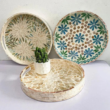 Blossom Harmony Decorative Tray (Set Of 3) - Jodha Furniture