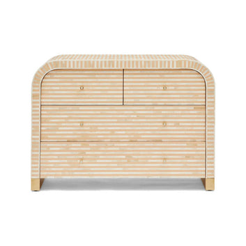Bone Inlay 4 Drawer Chest : Stripe : Apricot - Jodha Furniture