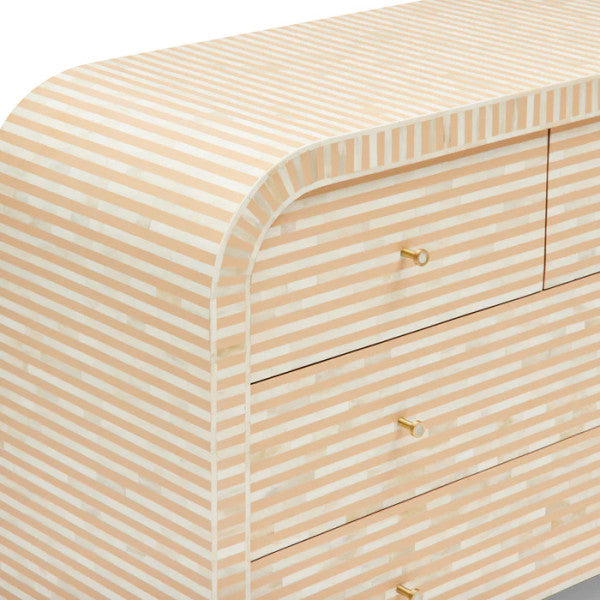 Bone Inlay 4 Drawer Chest : Stripe : Apricot - Jodha Furniture