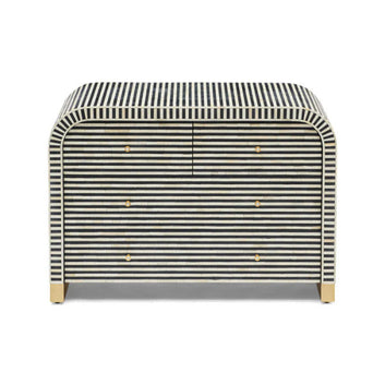 Bone Inlay 4 Drawer Chest : Stripe : Black - Jodha Furniture