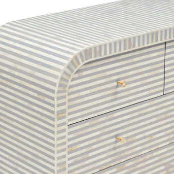Bone Inlay 4 Drawer Chest : Stripe : Grey - Jodha Furniture