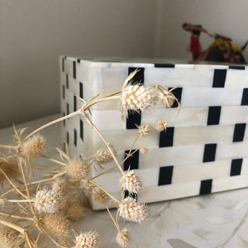 Bone Inlay Box : Squares : Monocrhome - Jodha Furniture