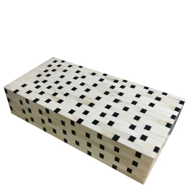 Bone Inlay Box : Squares : Monocrhome - Jodha Furniture