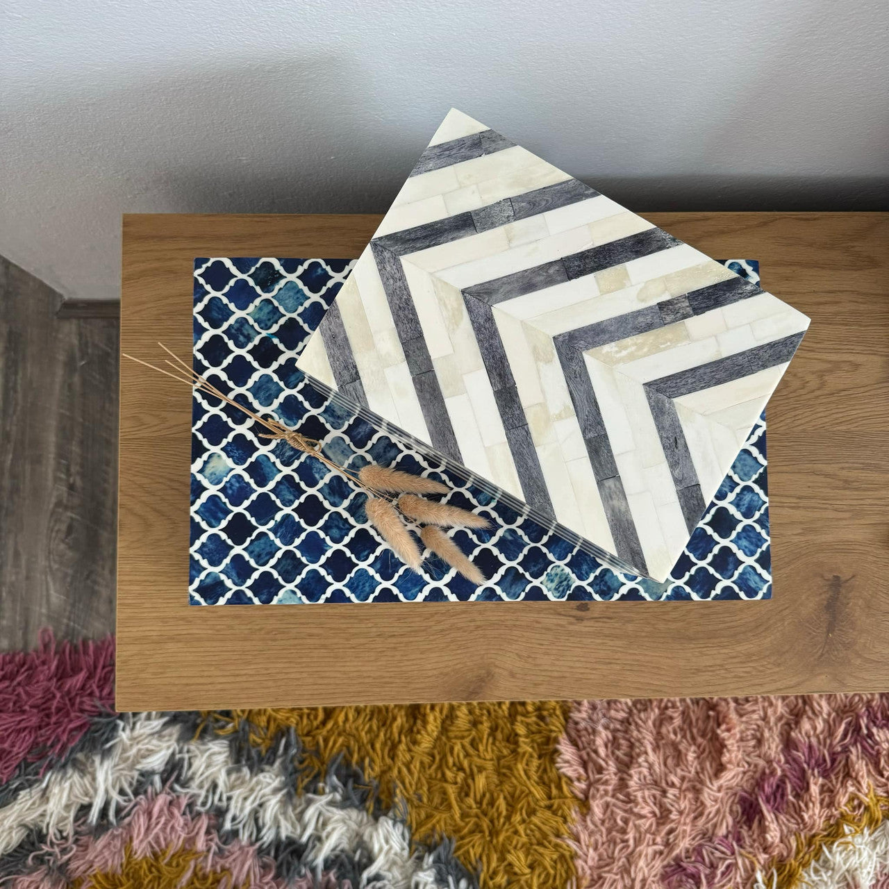 Bone Inlay Box : Zig Zag : Black & White - Jodha Furniture