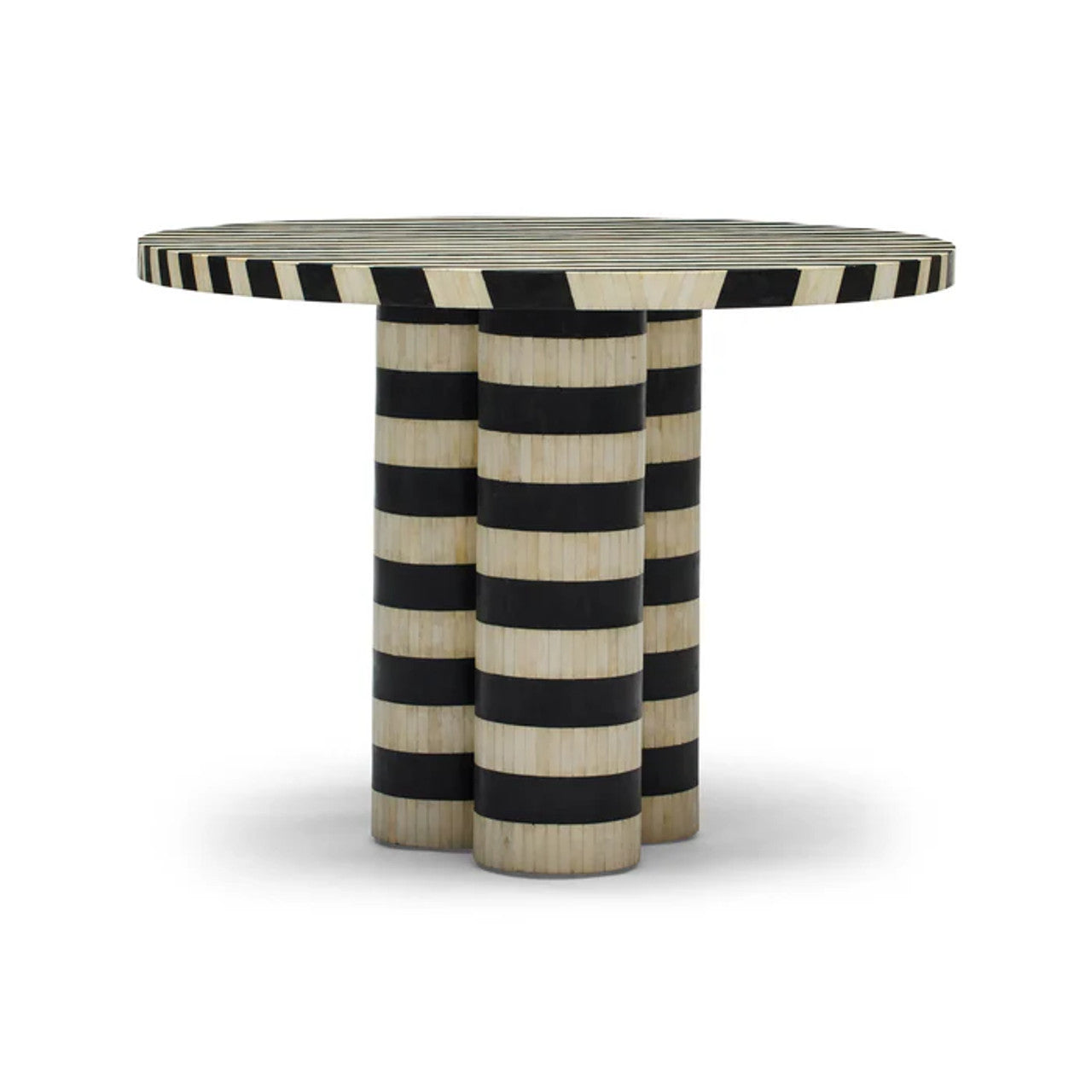 Bone Inlay Dining Table : Stripe : Black & White - Jodha Furniture