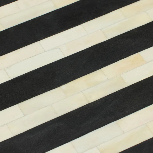 Bone Inlay Dining Table : Stripe : Black & White - Jodha Furniture