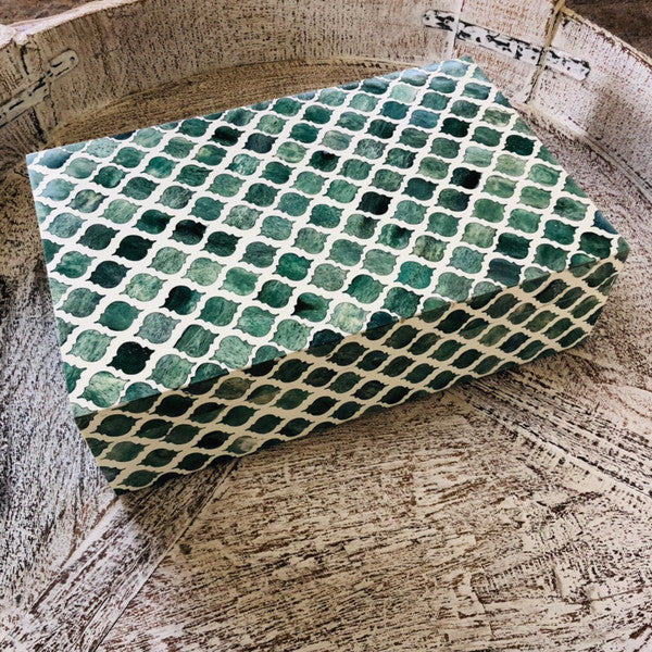 Bone Inlay Large Box : Moroccan : Emerald - Jodha Furniture