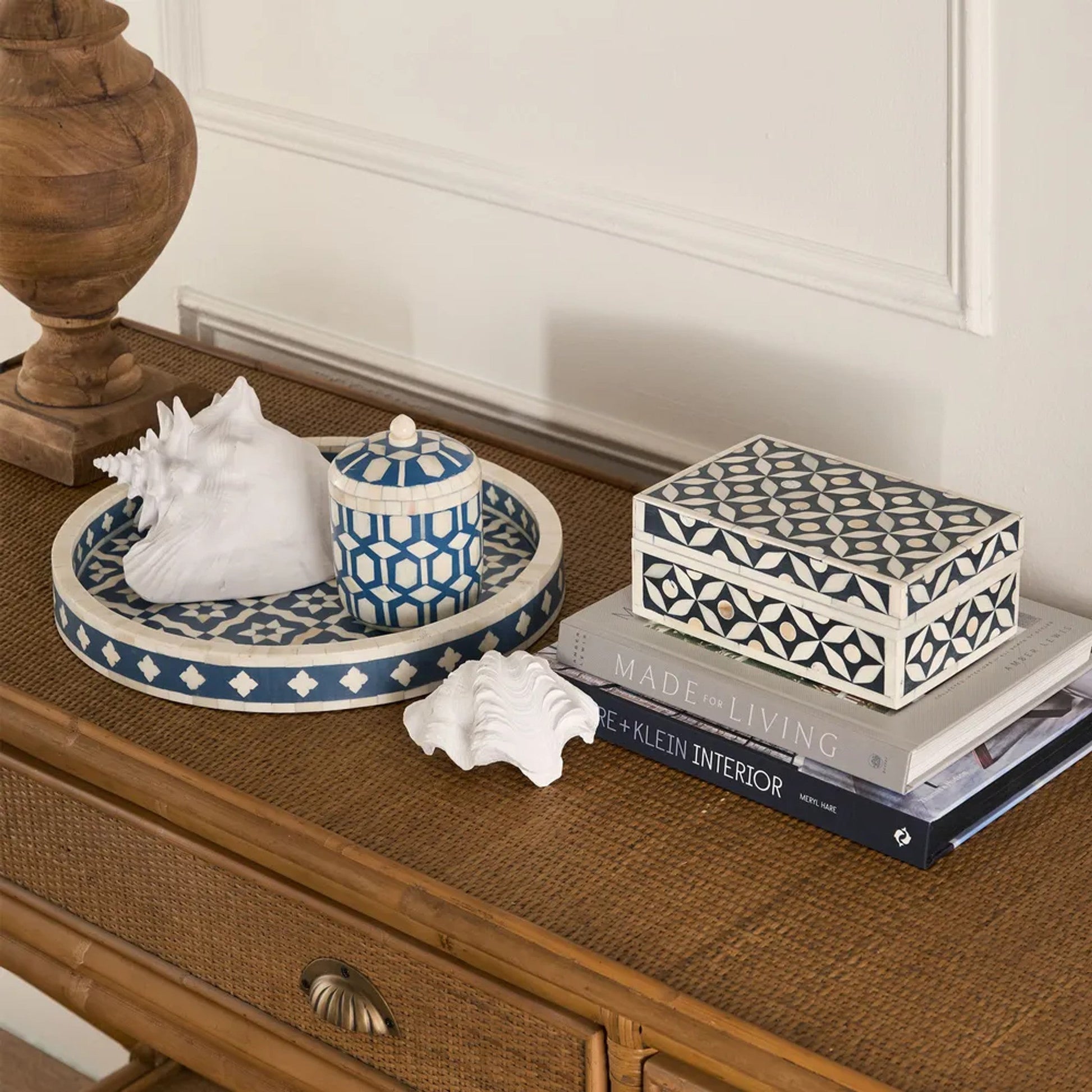 Bone Inlay Miniature Box : Navy - Jodha Furniture