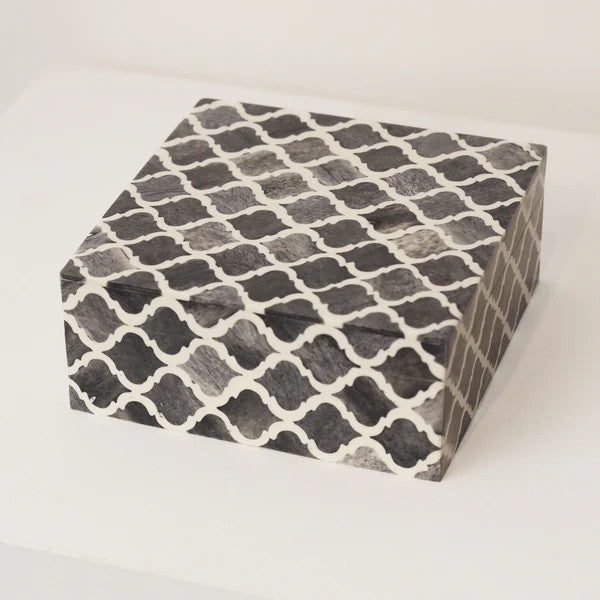 Bone Inlay Small Box : Moroccan : Grey - Jodha Furniture