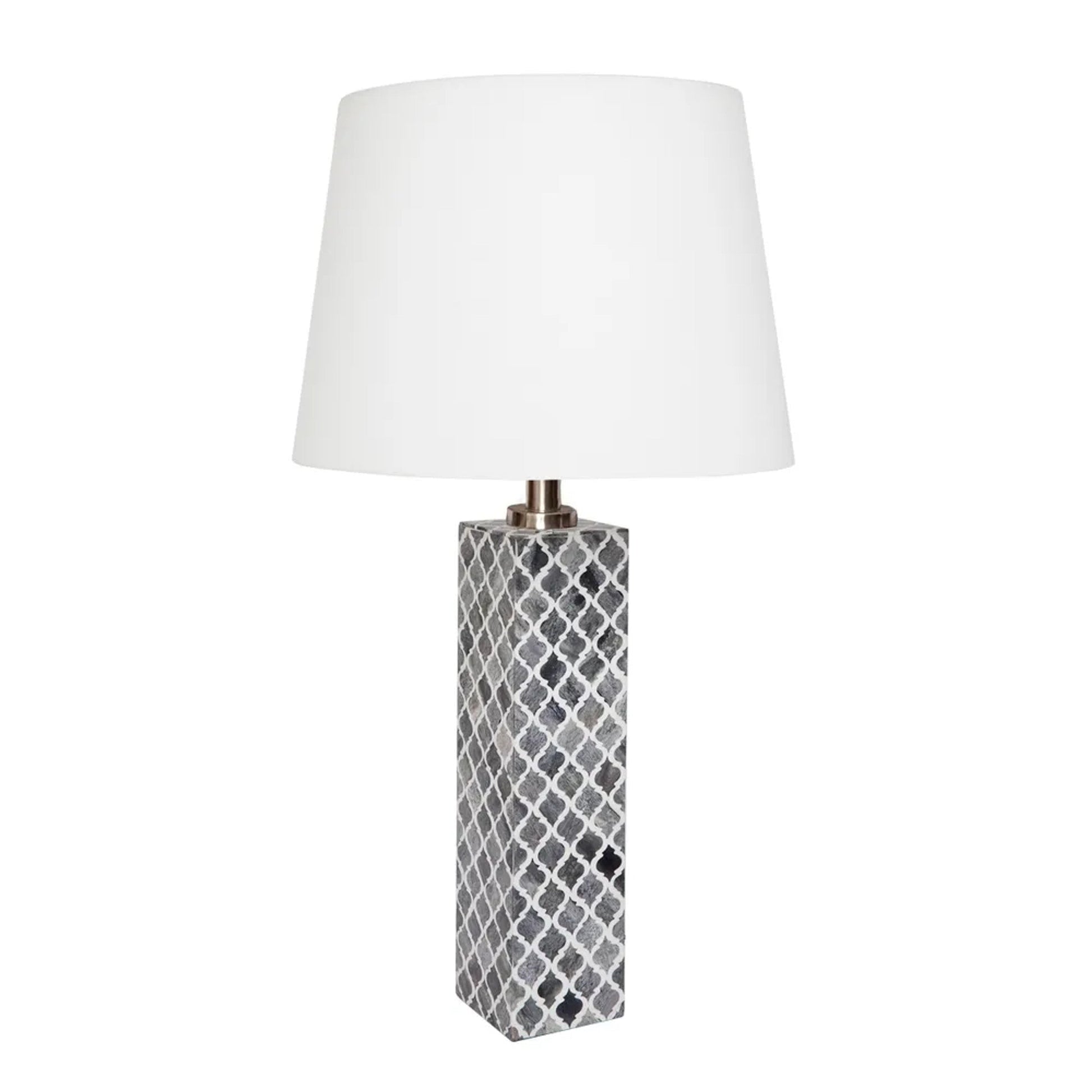 Bone Inlay Table Lamp : Moroccan : Grey - Jodha Furniture