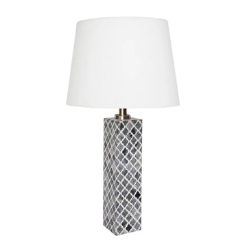 Bone Inlay Table Lamp : Moroccan : Grey - Jodha Furniture