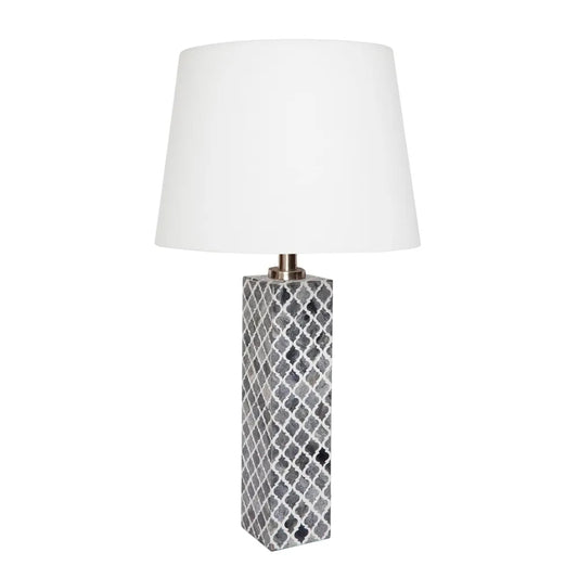 Bone Inlay Table Lamp : Moroccan : Grey - Jodha Furniture