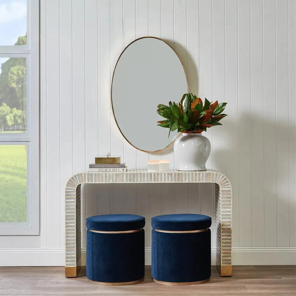 Bone Inlay Waterfall Console in Grey - Jodha Furniture