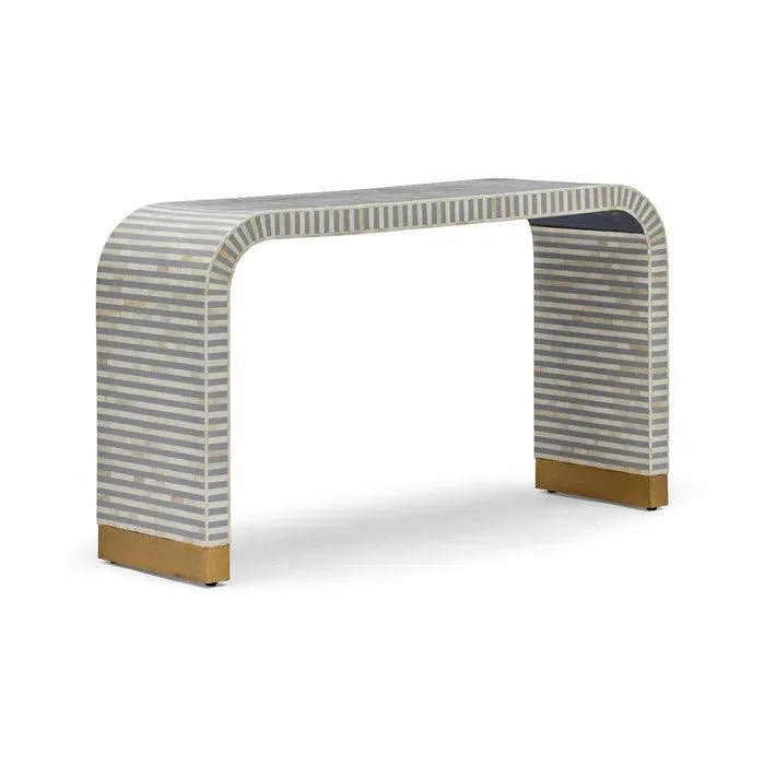 Bone Inlay Waterfall Console in Grey - Jodha Furniture