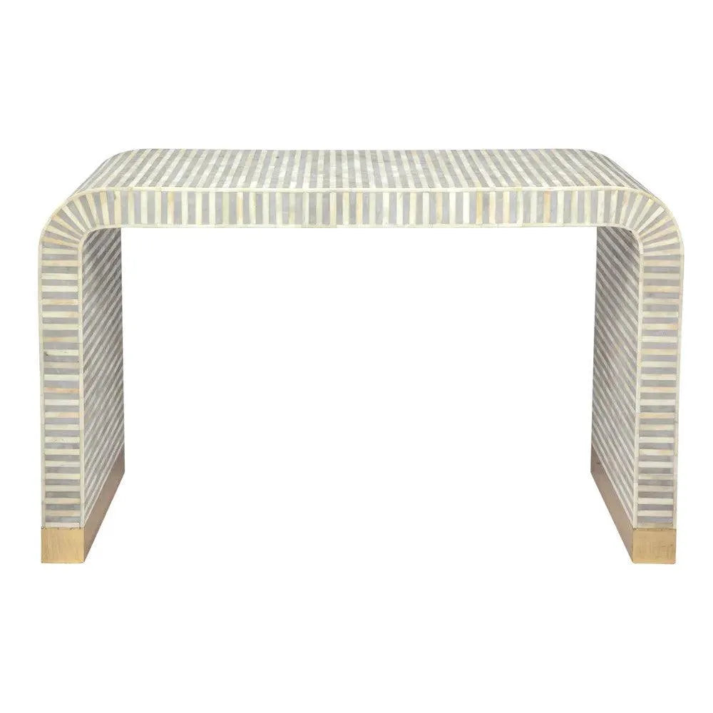 Bone Inlay Waterfall Console in Grey - Jodha Furniture