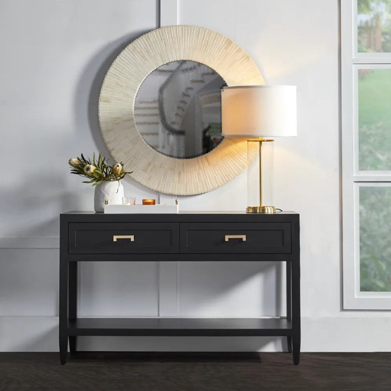 Bone Round Celine Mirror - Jodha Furniture