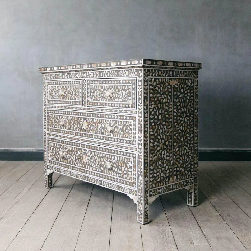 Contemporary Alaya Cabinet with Pearl Detailing - Jodha Furniture