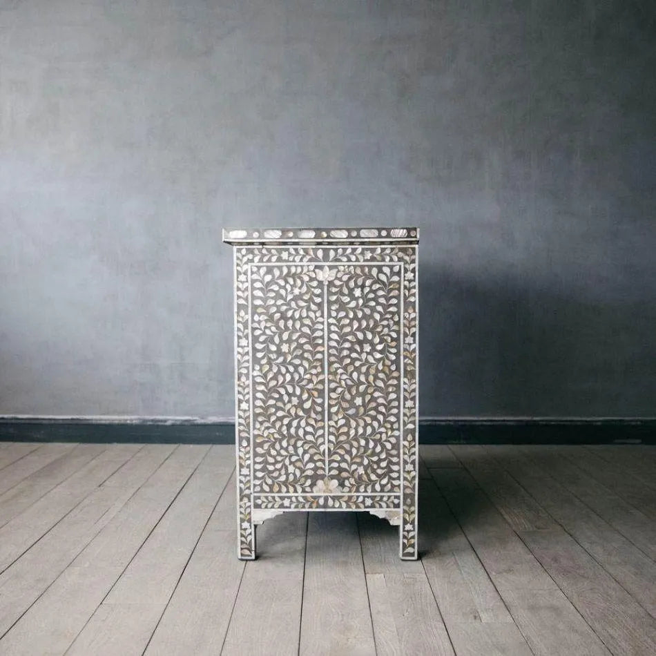 Contemporary Alaya Cabinet with Pearl Detailing - Jodha Furniture