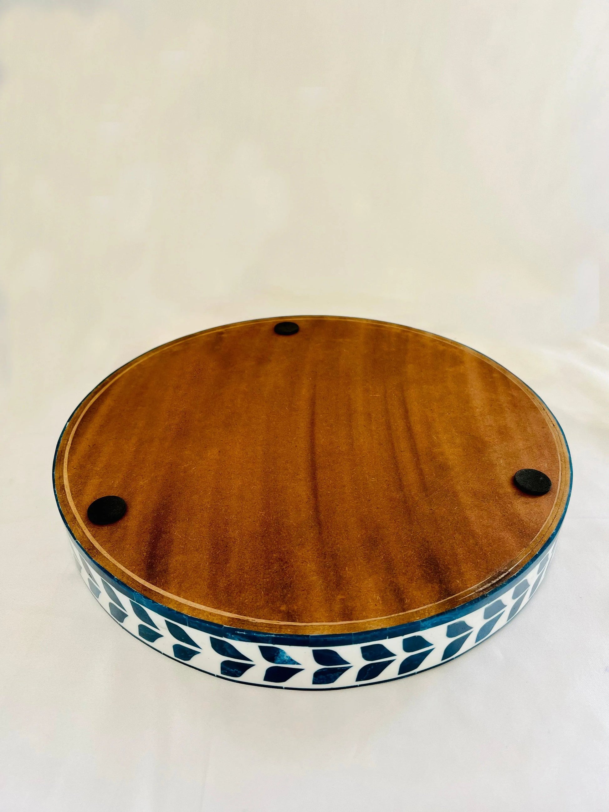 Elegant Bone Inlay Leaf Design Tray - Jodha Furniture