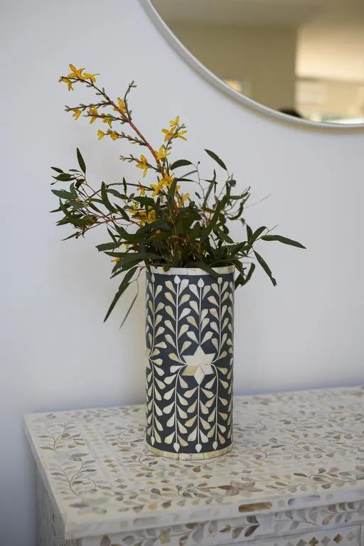 Exquisite Floral Black Planter - Jodha Furniture