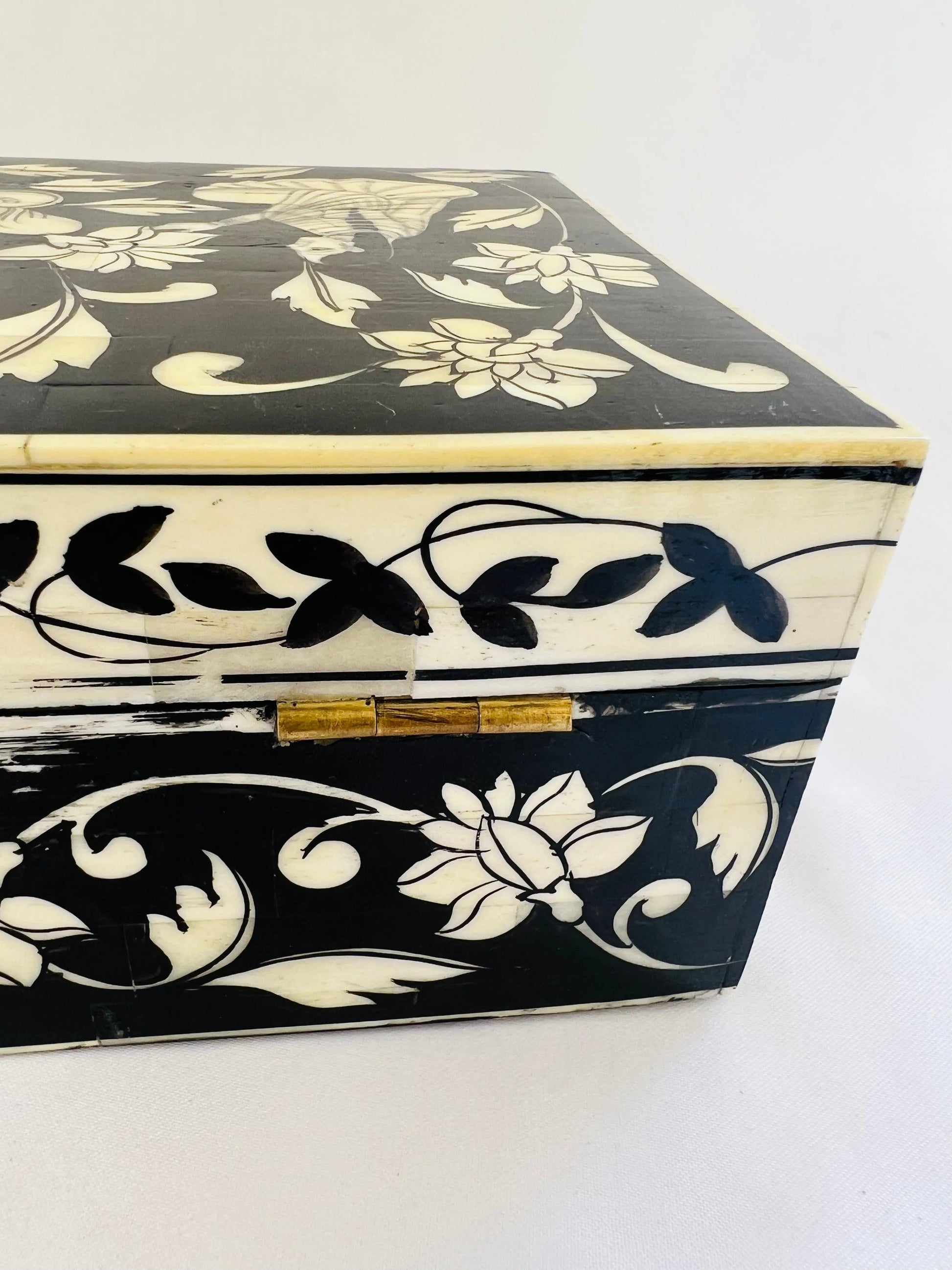 Floral Hand Painted Bone Inlay Jewellery Box - Jodha Furniture