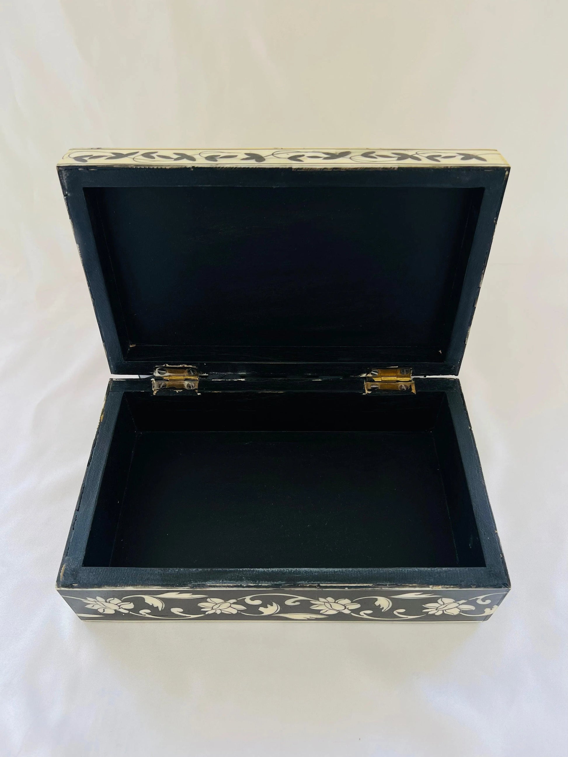 Floral Hand Painted Bone Inlay Jewellery Box - Jodha Furniture
