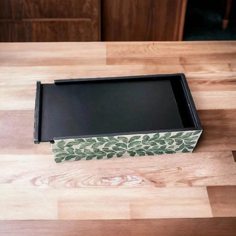 Green leaves luxurious nacre tissue box cover - Jodha Furniture
