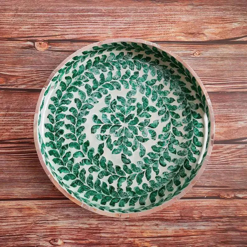 Green nacre serving tray - Jodha Furniture