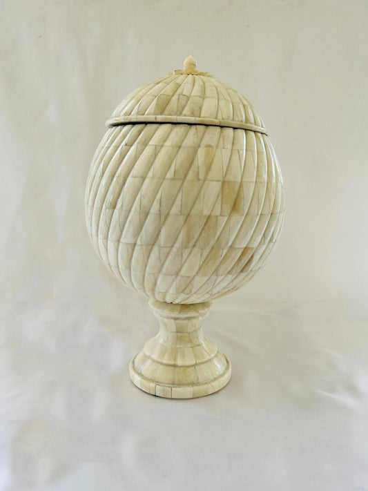 Home Decorative Round Shape White Color Vase Design Storage Box - Jodha Furniture
