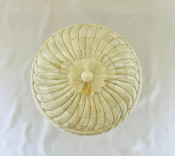 Home Decorative Round Shape White Color Vase Design Storage Box - Jodha Furniture