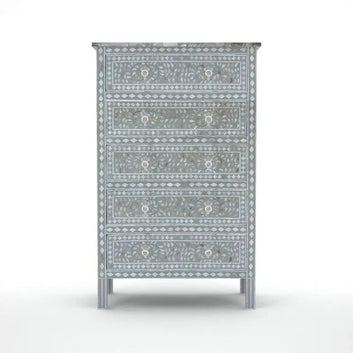 Iris Big Chest of Drawers - Grey Mother of Pearl - Jodha Furniture