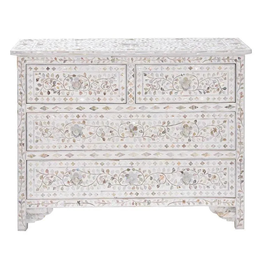 Ivory Blossom Pearl Cabinet - Jodha Furniture