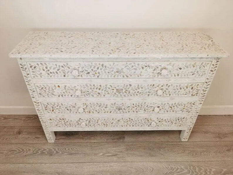 Ivory Blossom Pearl Cabinet - Jodha Furniture