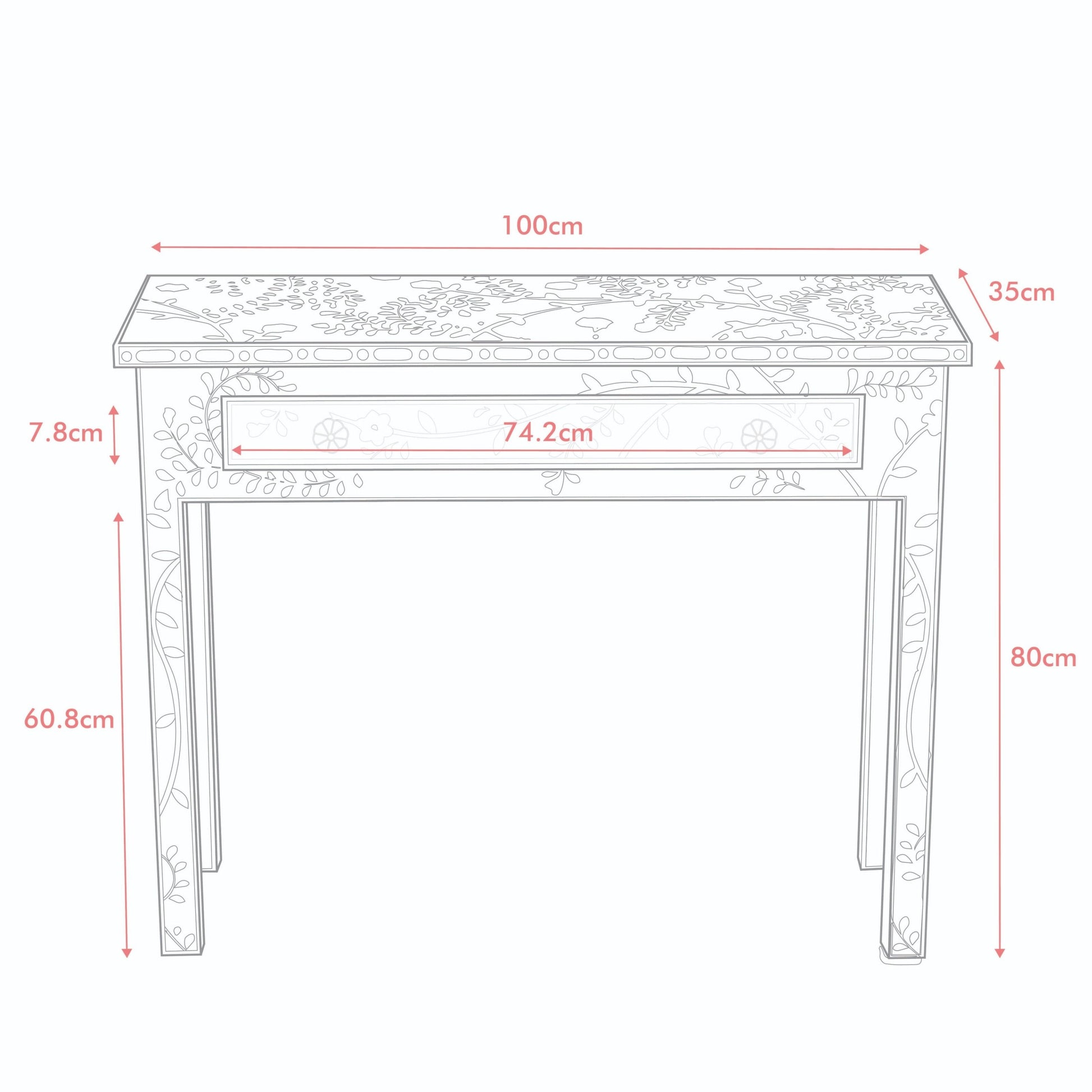 Lohko Green Floral Inlay Desk & Dressing Table - Jodha Furniture