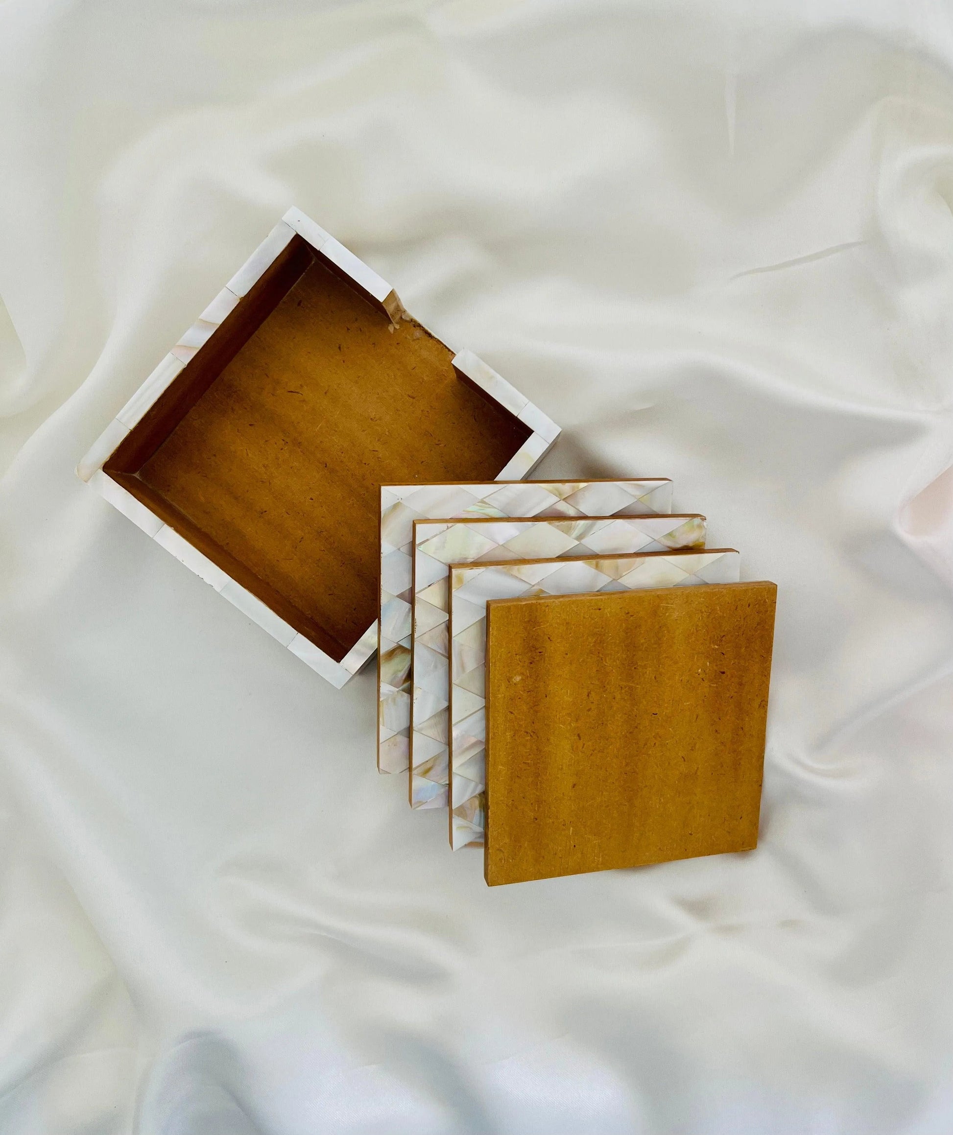 Luminous Beauty Mother of Pearl Coasters - Jodha Furniture