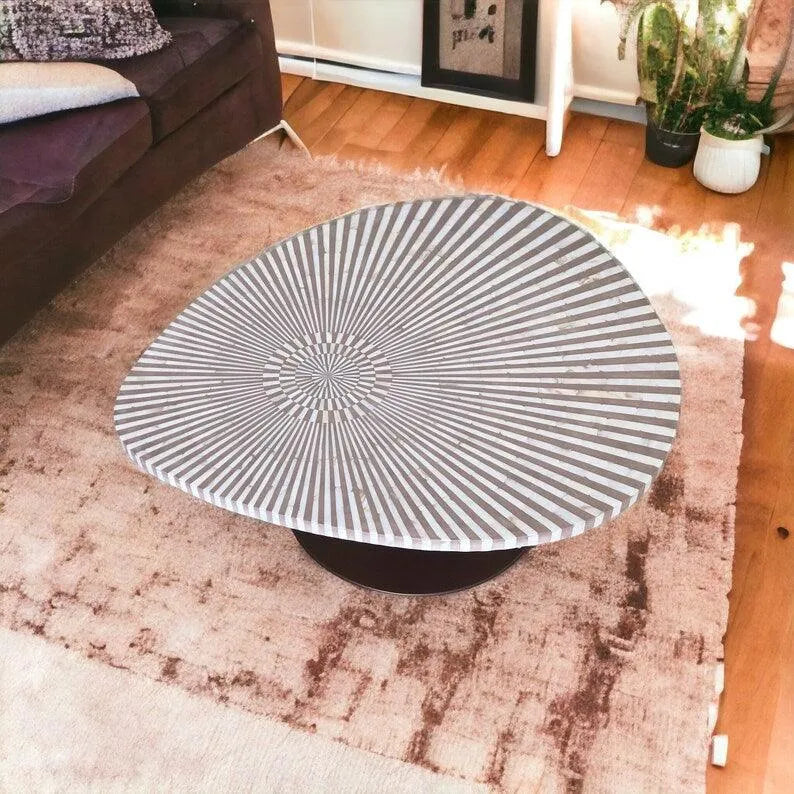 Maris Geometric Bone Inlay Accent Table - Jodha Furniture