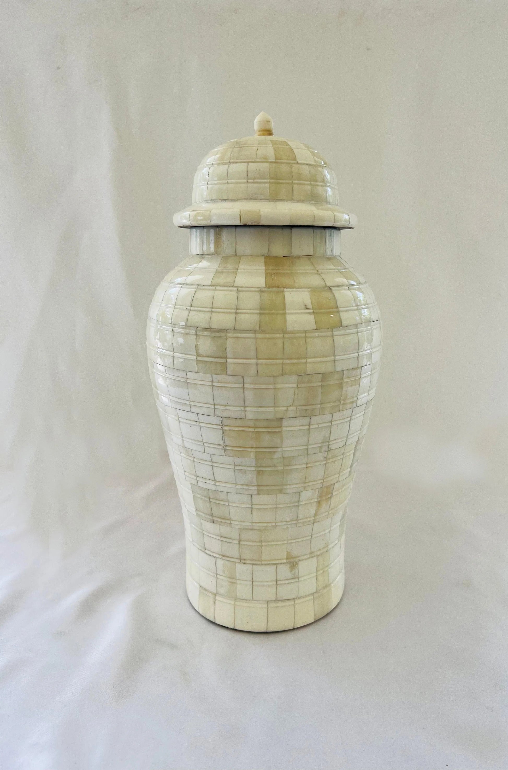 Mid-Century Off-White Mosaic Natural Bone Vase - Jodha Furniture