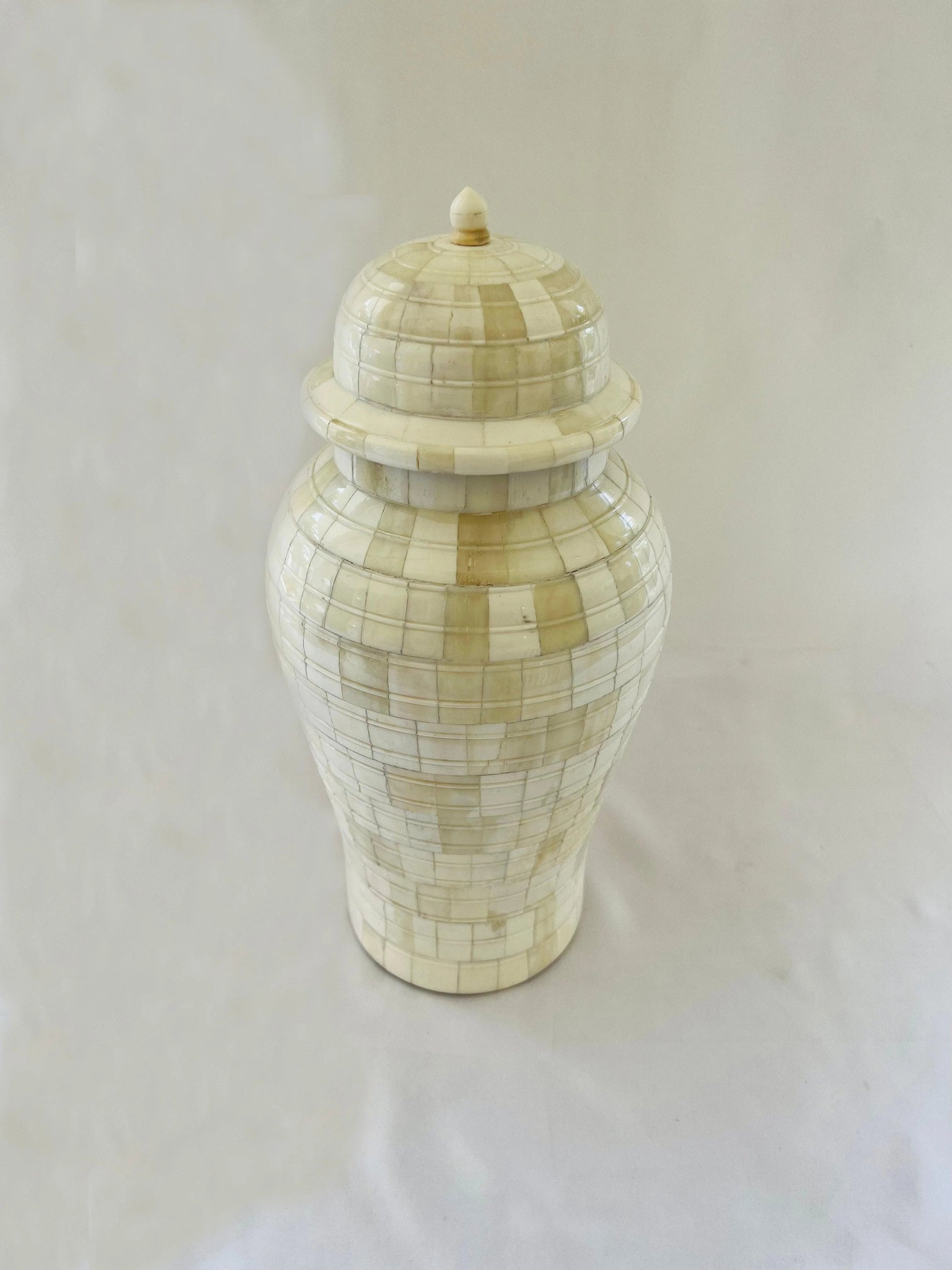 Mid-Century Off-White Mosaic Natural Bone Vase - Jodha Furniture
