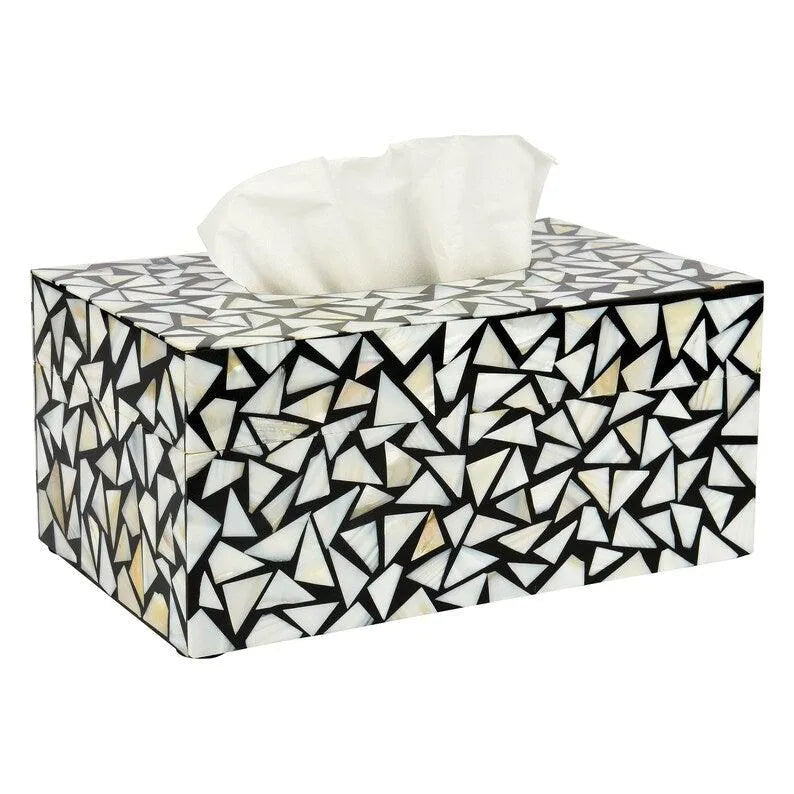 Monochrome Fusioned Tissue Box - Jodha Furniture