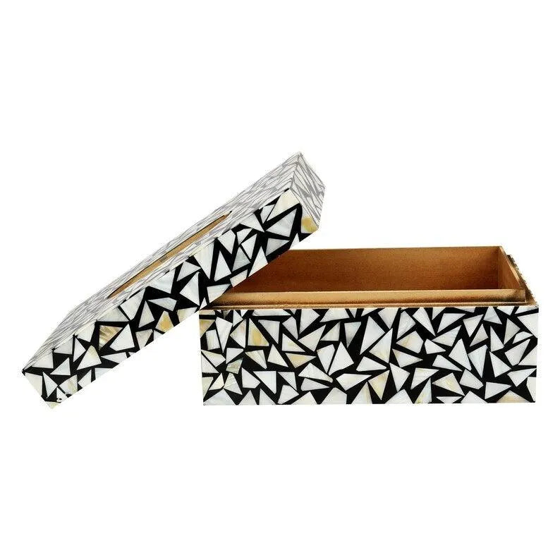 Monochrome Fusioned Tissue Box - Jodha Furniture