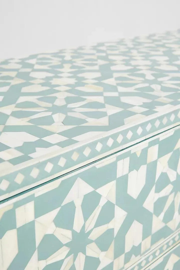 Moroccan Inlay Nine-Drawer Chest Of Drawer - Jodha Furniture