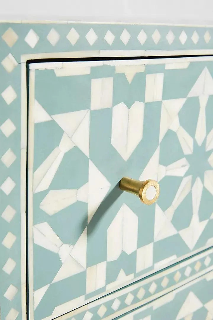 Moroccan Inlay Nine-Drawer Chest Of Drawer - Jodha Furniture