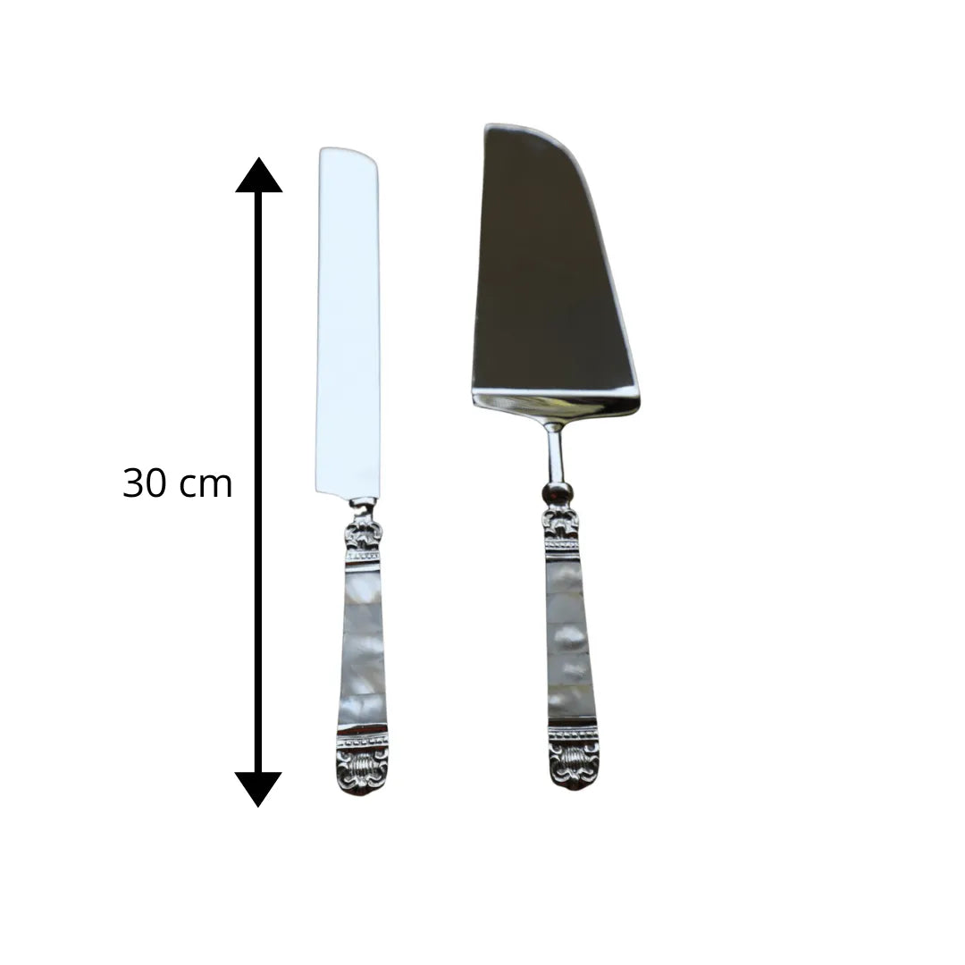 Mother Of Pearl Cake Set Of Two Cutlery - Jodha Furniture