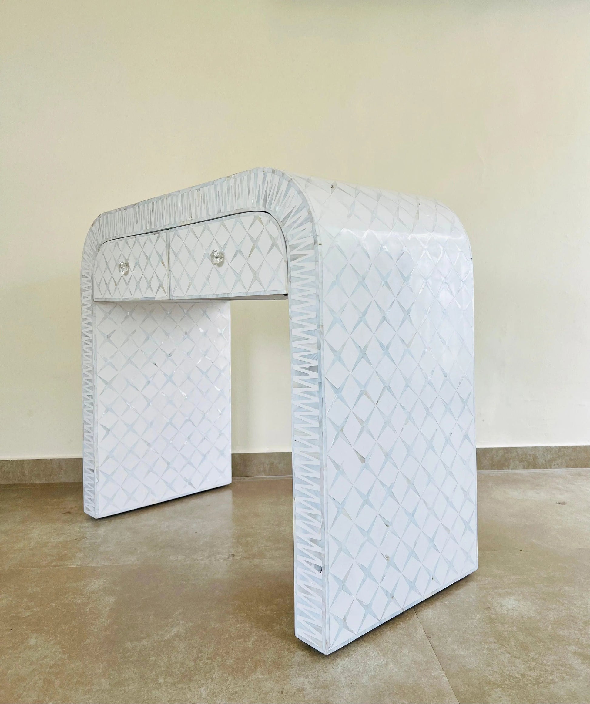 Mother of pearl console with drawer - Jodha Furniture